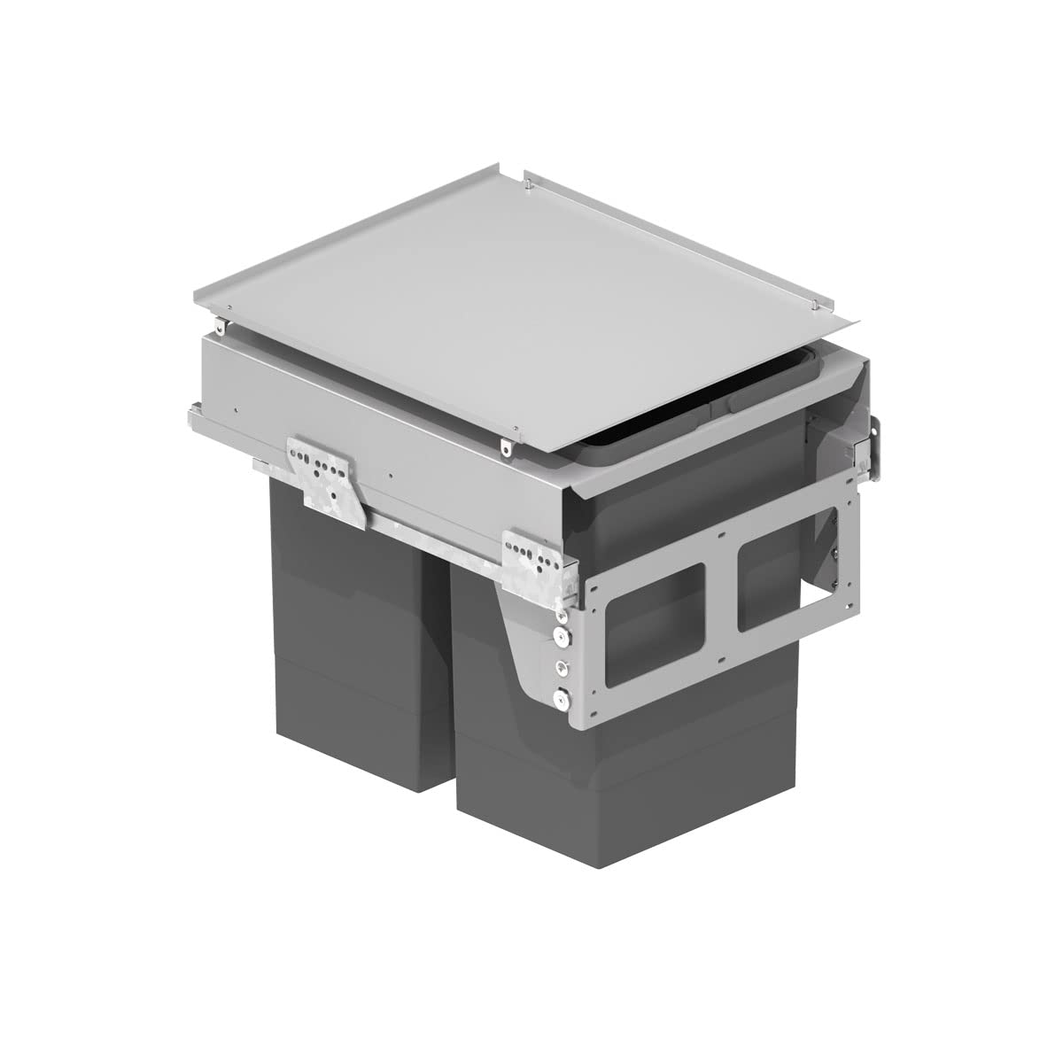 Menage Confort Pattumiera estraibile con apertura automatica per armadio da cucina - 2 contenitori da 24 l - Cestini da riciclaggio, larghezza 462-468 mm