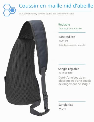 PivotWing Sac De Poitrine Homme Saccoche Femme Bandouliere Sac Bandouillère Sac De Sport Petit Sac À Dos Slim Bag Sports Cyclisme Randonnée Sling Bags For Men Womens Small Backpack Rucksack Gris – vue 4