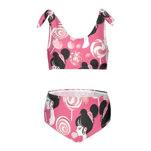 KLL Lollipop Girl Girls' 2 Piece Bikini Sets Quick-Dry Beach Swimwear Swimsuit