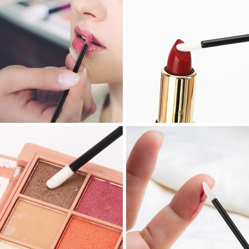 Image of 300 Pcs Disposable Mascara Wands Dual Ended Eyelash Brush Lip Brush, Lipstick Applicator Eyebrow Spoolies for Eyelash Extensions, Portable Makeup Brush for Eyebrow, Lip - Black