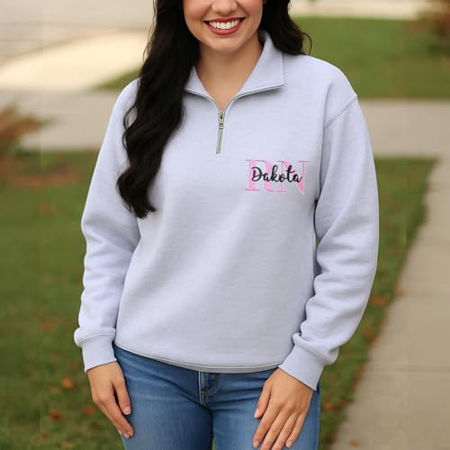 Personalized Nurse Quarter Zip Sweatshirt, Custom Embroidered Nursing Sweater, Registered Nurse Quarter Zip Shirt, Custom Embroidered Hoodies for RN, NP 3 Multi3