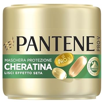 Pantene Pro-V Maschera Capelli Lisci Effetto Seta, Protezione Cheratina, Per Avere Capelli Lisci E Brillanti Fino A 72h Con 1 Sola Applicazione, 300ml
