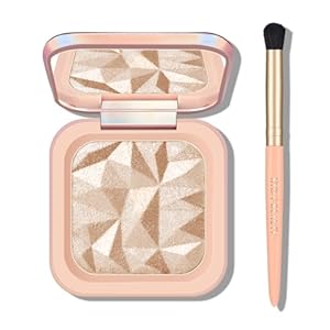 High Glossy Face Highlighter Palette, Luminous Face Illuminator Palette, Natural Glow Finish, Pearl Shimmer Smooth Baked Powder for a Radiant Glow, Lasting Sparkling Highlighter Makeup- SUN GLOW