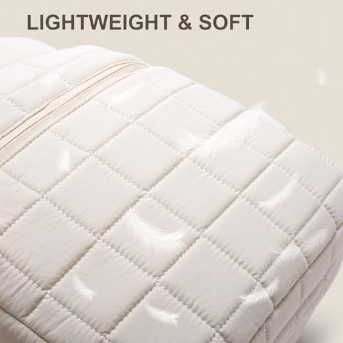 Image of kadilong 17.3 Inch Laptop Backpack for Women College Travel,Quilted Daypack Bookbag for School Teen Girls Mochilas Mujer,Beige