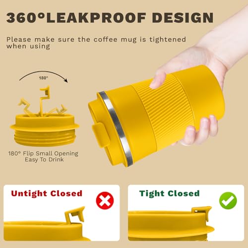 Image of Vacuum Insulated Stainless Steel Travel Coffee Mug,Leak Proof Cup with Lid