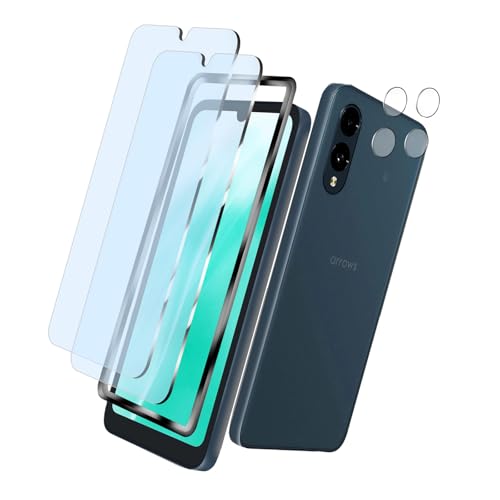 対応 Arrows We2 F-52E ガラスフィルム + Arrows We2 F-52E カメラフィルム Arrows We2 F-52E 用の保護フィルム 視力を保護 目の疲れ軽減 貼り付け簡単 【Arrows We2 F-52E 専用ガイド枠付き】