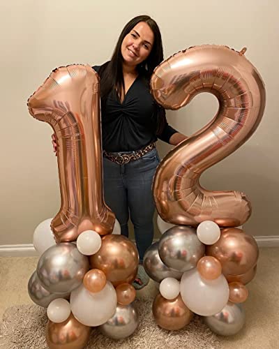 Image of 40 Inch Rose Gold 21 Number Balloons Giant Jumbo Huge 12 or 21 Foil Mylar Helium Number Digital Balloons Rose Gold Birthday Mylar Digital Balloons 12th 21st Birthday Anniversary Events Party