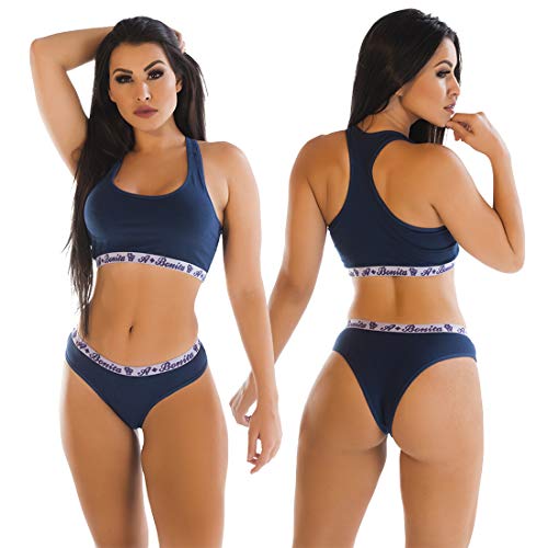 Kit com 3 conjuntos Top + Calcinha Algodão Click