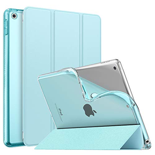 MoKo Case for New iPad 9th/8th/7th Gen Case (2021/2020/2019), Soft TPU Translucent Frosted Back Cover Slim Shell Protective Case with Stand for iPad 10.2 inch,Auto Wake/Sleep, Sky Blue