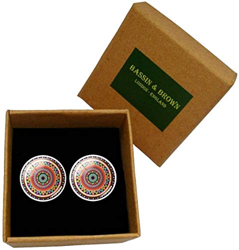 Mancuernillas Bohemias en Vino/Verde/Amarillo para Hombre miniatura 6