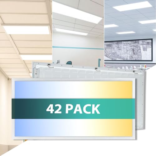 Image of 42-Pack 2x4 LED Flat Panel Light Drop Ceiling, 0-10V Dimmable, 5000K 4000K 3000K Selectable & 50W 40W 30W Switchable, 100-277Vac, ETL & DLC