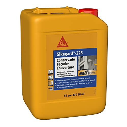 SIKA - Imprégnation hydrofuge multi-supports - Sikagard 225 Conservado Façade-Toiture - Résistant aux UV - Prêt à l'emploi - Effet perlant - 10 à 50m² -...