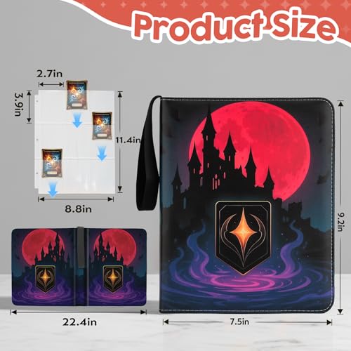 Image of 9 Pocket Card Binder for MTG /YGO /PTCG /Game Cards, Holds 720 Cards,Premium Card Collector Book for TCG Players,Toys Gifts for Kids-Magenta