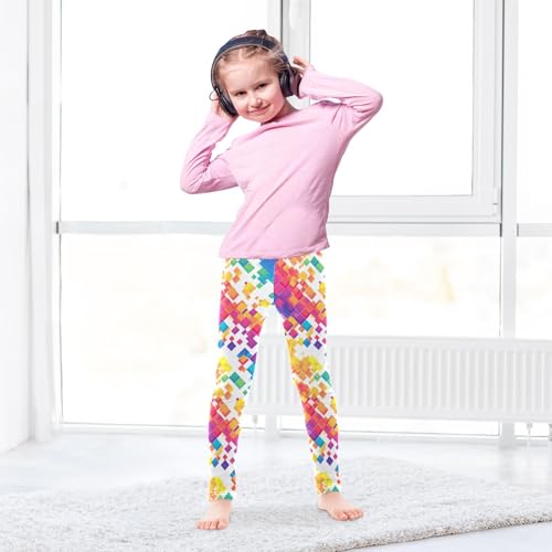 Abstract Rainbow Stripes Kids Girl's Basic Leggings Comfortable Full Length Lounge Pants Sports4
