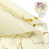 WRAPAHOLIC 20 Sheets Flower Wrapping Paper - 22.4 x 22.4 inch Beige Marble Water-Resistant Floral Bouquet Wrapping Paper, Florist Supplies Packaging for Wedding Birthday Gift DIY