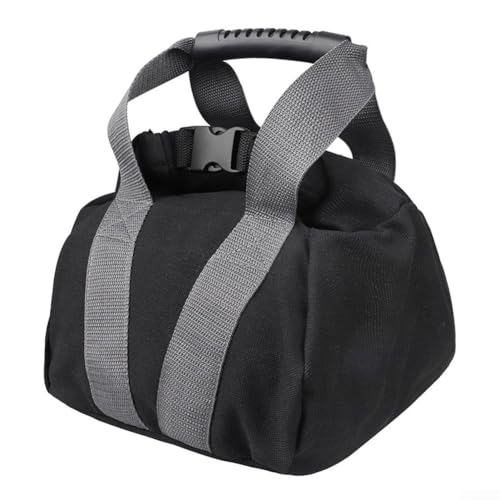 Qualoramall Bolsa de arena ajustable de lona con asa para gimnasio en casa, entrenamiento, yoga, fuerza, ejercicio, bolsa de peso vacía rellenable, 0-35 libras, color negro