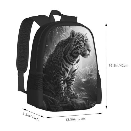 Travel Backpack Feline Striped Headshot Big Cat Staring Portrait 17In Lightweight Casual Daypack for Business Men Women3