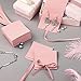 Sotiff 80 Pcs Microfiber Jewelry Pouch 8x8 cm Jewelry Packaging Bag Luxury Small Gift Bag for Small Business Envelope Style Bracelet Packaging Bow Tie Microfiber Pouch with Strings Divider(Pink)
