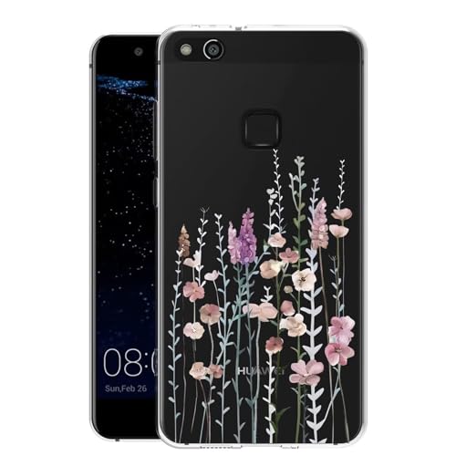 Kaywzo Cover per Huawei P10 Lite,Custodia in Trasparente TPU con Modello del Modelli di Fiori Colorati,Ultra Sottile Donna Silicone Phone Protezione Case Cover-3