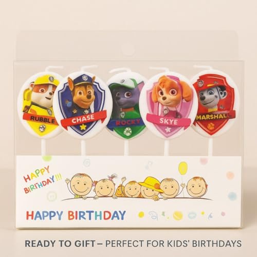 Image of Wanna Party Paw Theme Birthday Decorations-Marshall Chase Cute Cartoon Theme Candles Set for Kids Happy Birthday Cake Decoration, Celebration & Cup Cake Decoration
