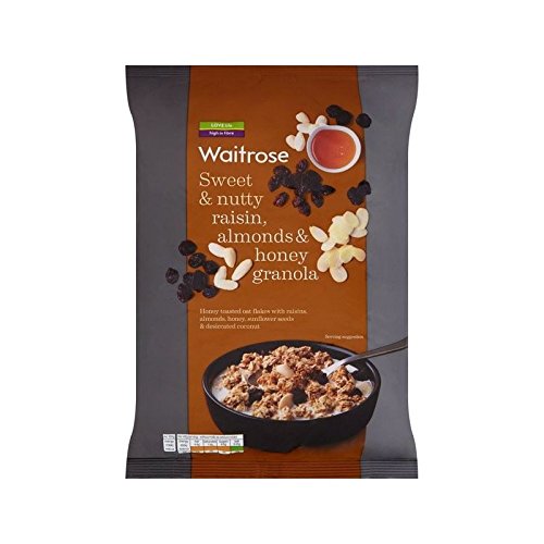 Sweet & Nutty Raisin, Almond & Honey Oat Clusters Waitrose 1kg - Pack of 2