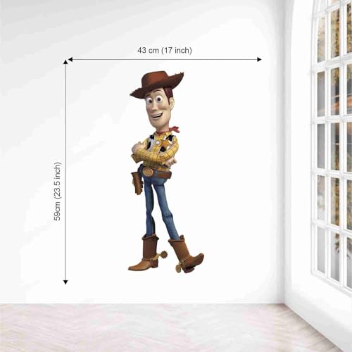 Image of Toy Story Vinyl Wall Art - Buzz Lightyear, Woody & Jessie Cartoon Sticker - Self-Adhesive Superhero Kids Room Decor for Bedroom, Nursery, Play Area, TV Wall - 43.18x59.69 cm Design