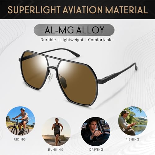 Image of SUNGAIT Polygon Aviator Sunglasses for Men Polarized Trendy Square Sun Glasses Retro Pilot Shades UV Protection