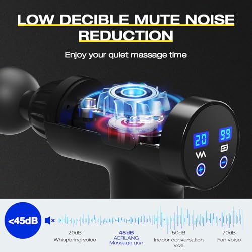 Image of AERLANG Massage Gun, Deep Tissue Massager Machine for Pain Relief, Powerful Body Massager - 20 Speed -6 Heads, Handheld Percussion Muscle Massager with Carry Case, Gifts for Men Women, Black