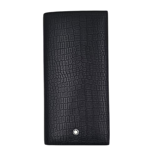 Meissterstück Brieftasche with Unique Sleek Design Unisex Adult Wallets and Purses – Long Leather Wallet – Crocodile Pattern, 11 Card Slots, ID Window – Premium Genuine Leather Wallet - Black