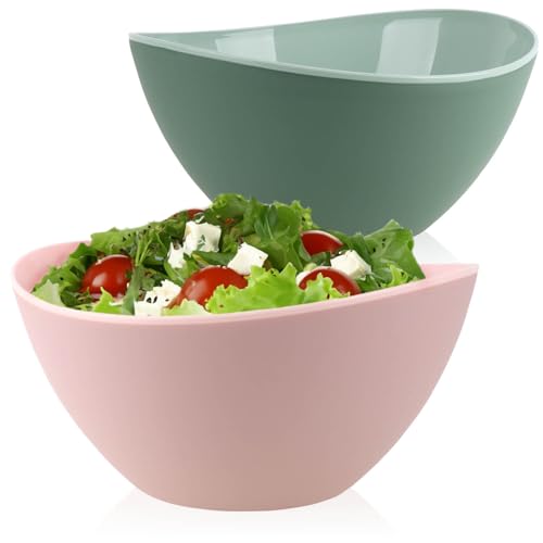 COM-FOUR® 2x tazón de plástico - ensaladera irrompible - frutero grande - práctico tazón para mezclar 3,4 L - platos de camping para picnics, buffets, jardines, fiestas infantiles [la selección varía]