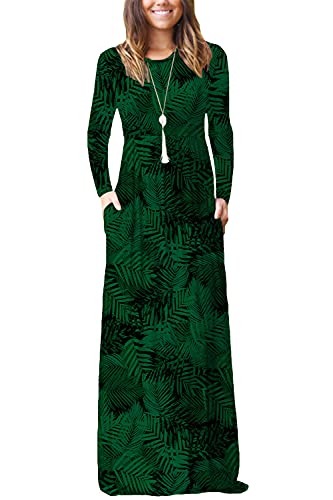 Image of EUOVMY Women's Long Sleeve Loose Maxi Dresses Casual Long Dresses with Pockets