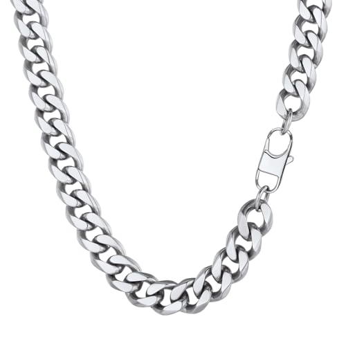PROSTEEL Men Sturdy Cuban Chain Necklace, 3/6/9/12mm, 14" 18" 20" 22" 24" 26" 28" 30" Length, Gold Plated/316L Stainless Steel/Black (Send Box) 66.0 Centimetres 04: 12mm-stainless