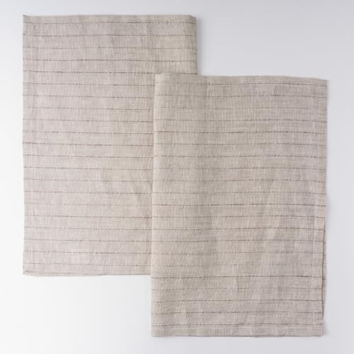 HSOFTIFY 100% Pure Linen Kitchen Towels Set of...
