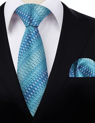 Image of Alizeal Mens 3.15'' Gradient Novelty Pattern Tie Set with Pocket Square Casual Color Tie Set