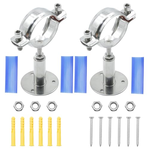 ZUDKSUY 2 Pack 2-1/4 Inch Wall Mount Ceiling Mount Pipe Support Clamp, Adjustable Stainless Steel Split Ring Hanger, Pipe Bracket Holder for Pipe Support Pipe Fixing Pole Support