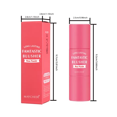 Ckfyahp Cream Blush Stick With Brush, 3 In 1 Makeup Stick For Cheeks, Lips And Eyes Lightweight Cheek Makeup Stick For Mature Skin, Long Lasting, Face Blush Cream Rose Pink #TOP4