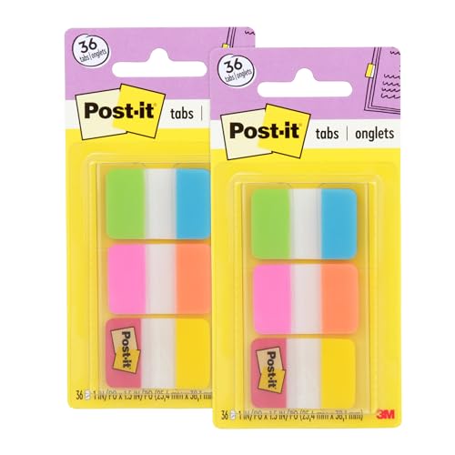 Post-it Tabs, 1 in, 36/Dispenser, Pack of 2 | 6 Colors | Solid Style - image 1