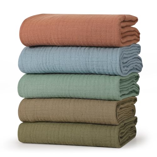 GSrenyu 6 Pack Muslin Cloths For Baby 60x60cm Baby Muslins Face Washcloths 100% Cotton Burp Cloths For Newborn Wiping Feeding