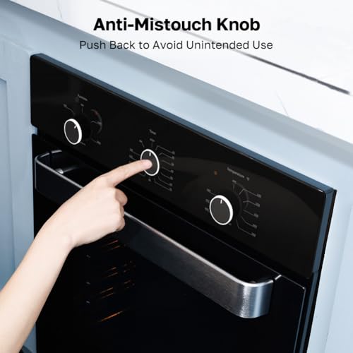 Image of ThermoMate 24 inch Electric Wall Oven, ETL Certified, 2.8 Cu. Ft. Built-in Electric Wall Oven with 5 Cooking Functions, Black, Anti-Mistouch Knob, Removable 3-Layer Glass Door, 2200W