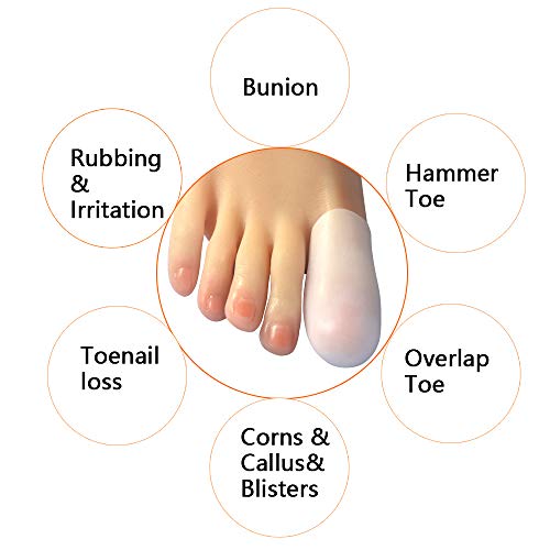 Image of Hoogoo 10 Pack Big Toe Caps and Protectors, Gel Toe Covers, Protect Toe from Rubbing, Ingrown Toenails, Corns, Blisters, Hammer Toes and Other Painful Toe Problems