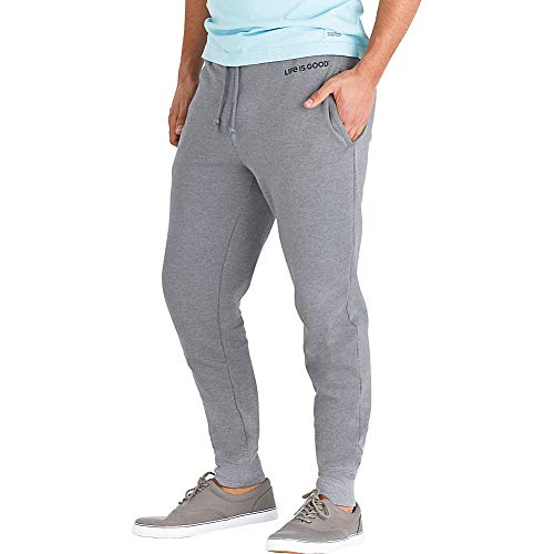 Life is Good Women's Mens Simply True Lounge Sweat Pants Joggers, Dark Heather Gray, M