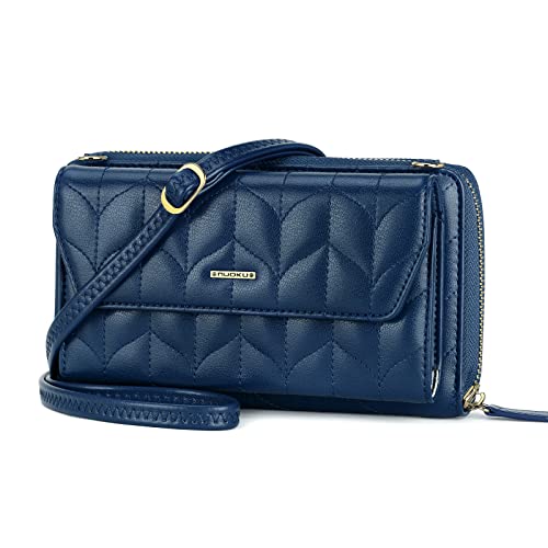 Image of nuoku RFID Blocking Wristlet Wallet for Women, Zip-Around Crossbody Clutch with 2 Removable Straps