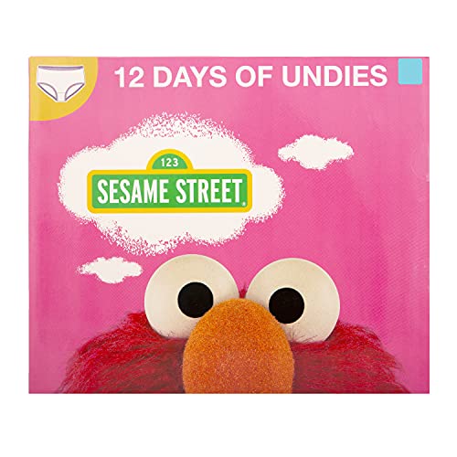 Sesame Street Girls 12pk Countdown Box of 100% Cotton Toddler Panty with Success Chart & Stickers for Potty Training Fun4