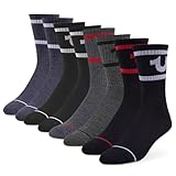 True Religion Mens 8 Pairs Crew Socks for Men Premium Athletic Men's Socks, Shoe Size 8-12