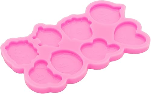 Miniatura 2 de Molde de silicona de resina de cabeza de animal lindo de 8 cavidades, mini conejo, corazón, caballo, robot, forma de cabeza de oso, molde de