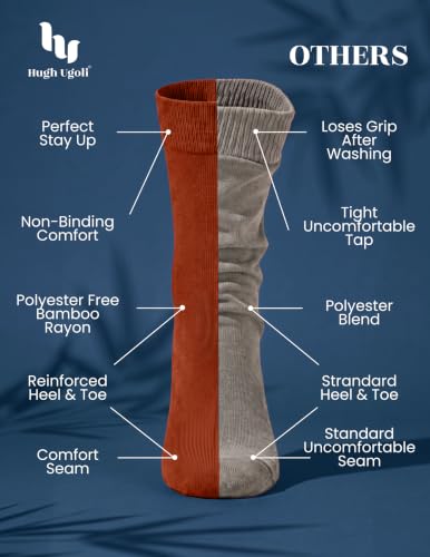 Image of Hugh Ugoli Womens Thin Soft Bamboo Dress Socks, Business, Crew, 3-6 Pairs