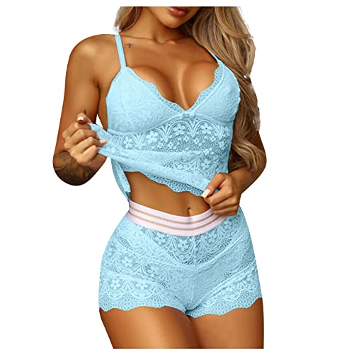 MOBCTG Ladies Sexy Lace Multi-Color Multi-Yard Split Seductive Lingerie Without Chest Pad, Halloween Costumes For Women Scary Sexy (L, Blue)