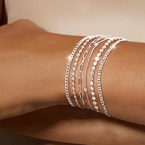 Dainty Silver Bracelets for Women Trendy - Waterproof Stackable Silver Bracelet Set - Perfect for Stylish Women4