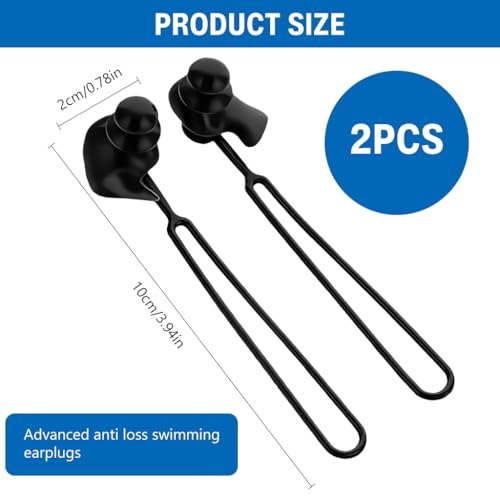 Image of Proberos 4 Pcs Silicone Swim Ear Plugs for Swimming, with Fixing Strap & Storage Box, Double Layer Mushroom, Anti-lost Adults Swim Adults Ear Plugs, Perfect Fit Ergonomic Designed