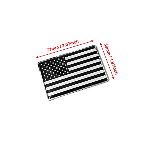 Image of PTDecals 1 PCS Metal 3D Black White US United States Flag Emblem Sticker The Stars and The Stripes Decals for Vehicle Auto Car Front Fenders Bumper Side Window Trunk Boot Tailgate 77x50mm